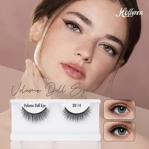 Hollyren Faux Mink Volume Doll Eye Lashes 3D False Faux Cils Faux Mink Eyelash False Full Strip Pestañas al por mayor