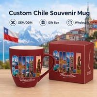 Mug à café en céramique souvenir touristique du Chili, motif Moai de l'île de Pâques et glacier, pour personnalisation OEM ODM en gros