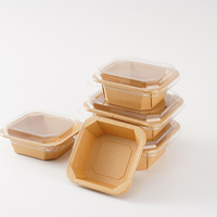 Boîte à emporter carrée multifonction en papier kraft, imperméable et de qualité alimentaire, pour sushis, gelées et autres plats.