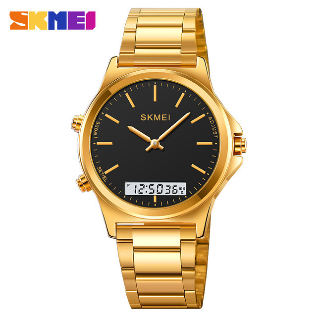 SKMEI 2120 Stainless Steel Digital and Quartz Mix Men Business High Quality Watch