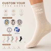 Chaussettes de yoga personnalisées OEM, chaussettes de Pilates à étiquette privée avec grip antidérapant en silicone pour femmes, studio de fitness, faible MOQ