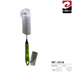 MNJ Kitchen Brush 01518 Green Handle With White Bristles For Cleaning Pipes And Tubes - Product Image 3