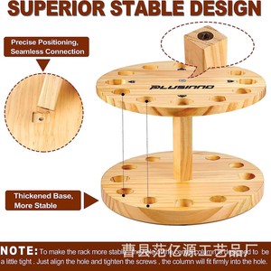 Support de cannes à pêche en bois Plusinno, capacité de 12 cannes, rotatif, sur pied, pour une utilisation en intérieur et en extérieur - Product Image 3