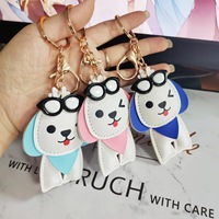 Nouvelle Tendance : Porte-clés Chien Mignon d'Été pour la Plage, Pendentif en Cuir PU, Accessoire de Portefeuille