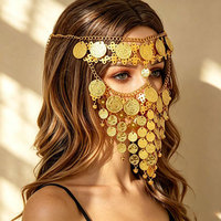 Nouvelle Chaîne de Visage Style Exotique avec Pendentifs Monnaie et Pompons pour Spectacles, Fêtes et Danse Mystérieuse