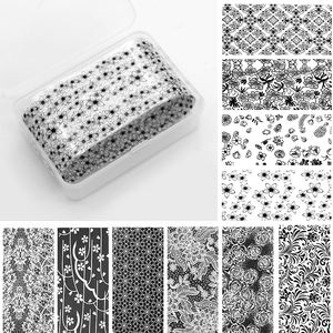 Noir et blanc Floral Art Lines Nail Decal Sticker Géométrie 3D Nail Art Stickers Stickers - Product Image 3