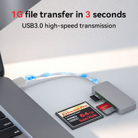 Lector de Tarjetas SD/TF/CF Externo Portátil USB 3.0 Tipo C con Carcasa de Aluminio para PC/Mac y Soporte para Múltiples Discos