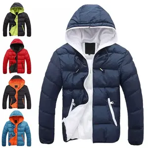 Windproof Thick Zipper Men's Clothing Casual Puffer Jackets With Custom Logo Winter Stand-up Collar Down Coat