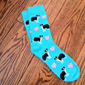 Calcetines de regalo personalizados con borde de corazón <span class=keywords><strong>Collie</strong></span> estilo perrito - Product Image 5
