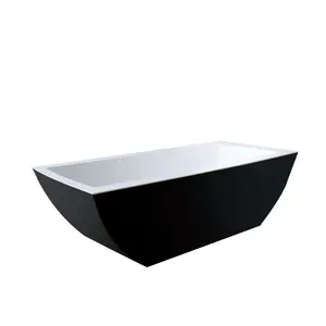 Banheira de acrílico independente estilo Canadá para banheiro, banheira preta quadrada por atacado