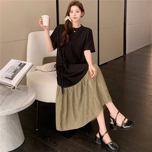 2025 קיץ קוריאני שמלת מקסי שמלה ארוכה יותר גודל חולצות טי חולצה שמלות נשים - Product Image 4