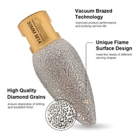 Fraise diamantée brasée sous vide M14 de 30 mm pour gravure, fraise à doigts diamantée sèche/humide, tête de meulage pour marbre et granit