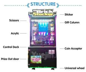 Mesin hadiah penjual otomatis dioperasikan koin mesin bata <span class=keywords><strong>Stacker</strong></span> hadiah <span class=keywords><strong>Arcade</strong></span> untuk dijual - Product Image 5
