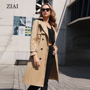 Venta caliente mujeres doble botonadura mejores chaquetas Cool Detective Casual gabardina clásica larga impermeable gabardina larga - Product Image 1