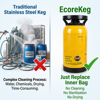 Ecorekeg 20L Fût Réutilisable en PEHD pour Brassage Domestique, Simple Paroi, Qualité Alimentaire, Pressurisé, pour Bar à Pression, Fêtes, Vente en Gros, Usine