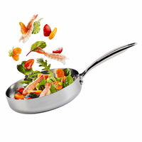 Batterie de cuisine Wellway Classic Design 10 pièces en acier inoxydable avec revêtement en titane, poêle durable à revêtement antiadhésif, poignée ergonomique et manche anti-chaleur