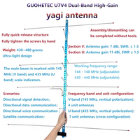Antenne Yagi satellite bi-bande Zastone U7V4 UHF VHF octogonale détachable pour communication amateur sans fil Satcom 6.5dBi mâle – Nouveauté