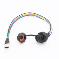 Connecteur étanche M20-TYPE-C femelle à montage sur panneau vers MICROUSB5P mâle