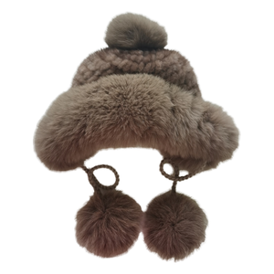 Chapeau en fourrure de <span class=keywords><strong>zibeline</strong></span> de haute qualité avec pompon en fourrure de renard, style Ushanka classique, en fourrure de vison véritable tissée pour femme - Product Image 1