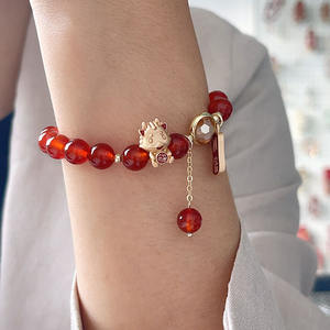 2024 Dragon Year Red Agate Pulseras de cornalina natural para novia Mujeres Primordial Year Lucky Cat Coin <span class=keywords><strong>Pulsera</strong></span> de ágata roja - Product Image 1