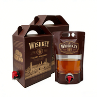 Sacs d'emballage pour café de qualité alimentaire, sacs pliables à double fond avec bec verseur thermosoudable et fonction de sécurité pour whisky et vodka avec valve