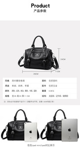 Women PU <b>Leather</b> Shoulder Tote Bag Vintage Boston Handbag Shoulder <b>Purse</b> Handbag - Product Image 3