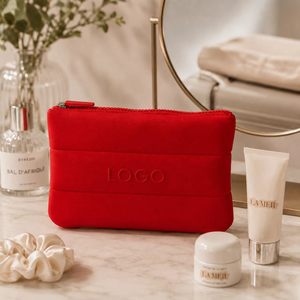 Promotional Neoprene Cosmetic <b>Bag</b> Custom 3D Silicone Logo Soft Zipper Pouch for Makeup Skincare Toiletries and Travel - Product Image 4