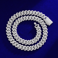 Miami cubain 12MM deux tons lien gourmette chaîne colliers passer diamant Test stylo VVS Moissanite élégant 12mm plat collier