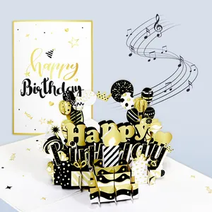 Kinder 3d lustige Pop-up alles Gute zum Geburtstag Karten Design musikalische Kuchen Gruß karte Blow Up Kerze