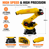 Bras robotique industriel 6 axes à charge utile de 210 kg, moteur PLC, transfert automatisé de pièces, portée de 2700 mm, haute précision 0,1 mm