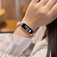 Jam Tangan LED Digital Bentuk Hati Merah Muda Baru Tahan Air Desain Retro Lucu untuk Pelajar LW6901