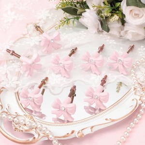 Modern Pink <b>Bow</b> Cabinet Handle Zinc Alloy Rhinestone Decorative Drawer <b>Pull</b> Easy Installation Novelty Shape Hardware Accessory - Product Image 2