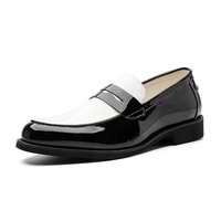 Mocassins de ville bicolores vernis pour hommes – Confortables et faciles à enfiler, idéaux pour les affaires, les mariages et les événements décontractés