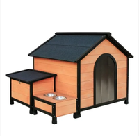 Grand chenil de luxe moderne en bois de sapin massif Cage pour chien en plein air Maison pour animaux de compagnie avec mangeoire et boîte de rangement à motif animal
