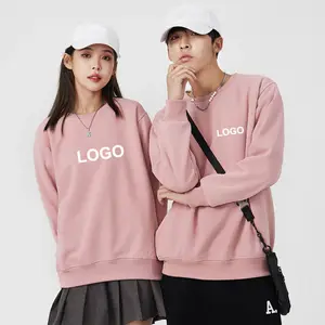 2024 Non Hooded 100% Pre-shrunk Crew Neck Pullover Blank Sweatshirt Custom Logo Embroidery Print Embossed Fleece Sweatshirt