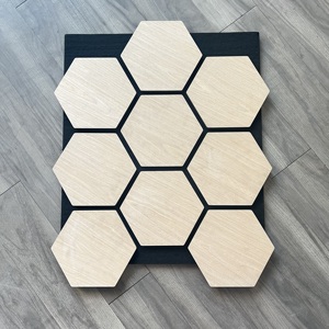 <span class=keywords><strong>Panneau</strong></span> acoustique décoratif auto-adhésif en MDF <span class=keywords><strong>perforé</strong></span> hexagonal, décoration intérieure en <span class=keywords><strong>bois</strong></span>, panneaux muraux absorbant le son - Product Image 1