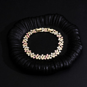 Pulsera de reloj de eslabones cubanos multiestilo, de lujo, con incrustaciones de circonitas/corazones/escamas de serpiente/cadena de reloj para mujer, pulsera de joyería al por mayor - Product Image 4