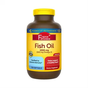 공장 생선 기름 1000 mg 250 소프트겔 값 크기 생선 기름 오메가 3 심장 건강을 위한 보충