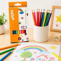 Crayons de couleur hexagonaux, 12 pièces, crayons de couleur en bois brillants standard pour enfants d'âge scolaire, papeterie pour dessin et coloriage, vente en gros