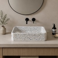 MOHOM Lavabo de salle de bain moderne en béton moulé sur mesure, de luxe, écologique, à trou unique, facile à nettoyer, pour comptoir, 16L