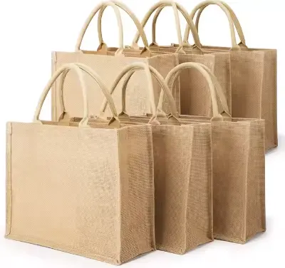 सर्वाधिक बिकने वाला कस्टम आकार लोगो प्रिंट जूट टोट बैग पर्यावरण अनुकूल पुन: प्रयोज्य जूट शॉपिंग बैग