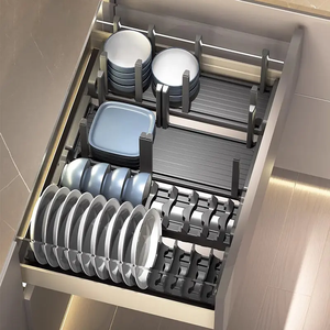 Armoires de cuisine verticales en aluminium Organisateur de <span class=keywords><strong>rangement</strong></span> Porte-vaisselle en métal Inserts de tiroir <span class=keywords><strong>pour</strong></span> le <span class=keywords><strong>rangement</strong></span> des <span class=keywords><strong>assiettes</strong></span> - Product Image 2