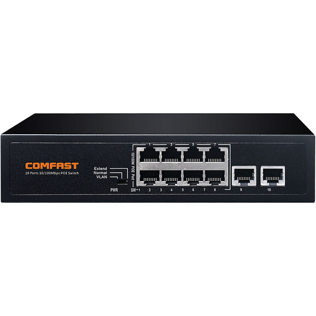 COMFAST 8 Ports Unmanaged 10/100M Network Ethernet 48V POE Switch with 2 Uplink Ports CF-SF181P