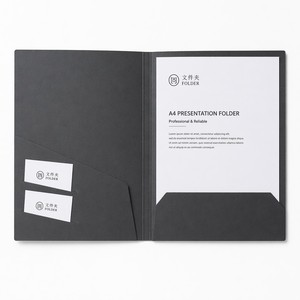 Cartella di Presentazione A4 Personalizzata con Goffratura, <span class=keywords><strong>Tasca</strong></span> a Taglio Ondulato e Slot per Carte, Cartella Portadocumenti <span class=keywords><strong>in</strong></span> Carta Opaca Laminata Antigraffio - Product Image 2