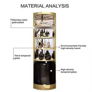 Mobile <span class=keywords><strong>Bar</strong></span> Angolare Moderno di Lusso con Doppia Porta in Vetro, Vetrina per Vini, Struttura in Acciaio Inox, <span class=keywords><strong>Arredamento</strong></span> per Soggiorno - Product Image 6