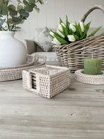 Lot de 6 sous-verres carrés vintage personnalisés en rotin naturel du Vietnam, de haute qualité, écologiques et durables, pour verres à vin et aliments