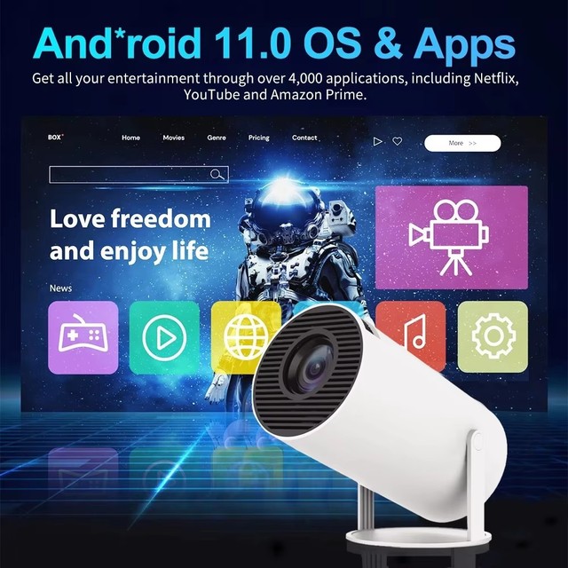 F300 MINI Pocket Smart Portable Projector HD Android WiFi 6 1080P LED LCD Built-in Speakers for Home Theater & Gaming