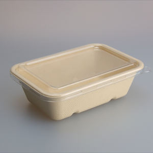 Boîte à bento récipient carré Sugee Canne à sucre pulpe bagasse récipient alimentaire avec couvercle - Product Image 1
