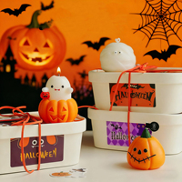 Bougie artisanale en cire d'abeille pour Halloween, aromathérapie, écologique, en verre, forme citrouille et fantôme, parfum dessert, non toxique