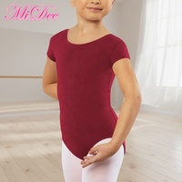Maillot de Ballet MiDee de Algodón Suave para Niñas, con Cuello Redondo, Mangas Cortas y Espalda Descubierta en U para Entrenamiento de Danza